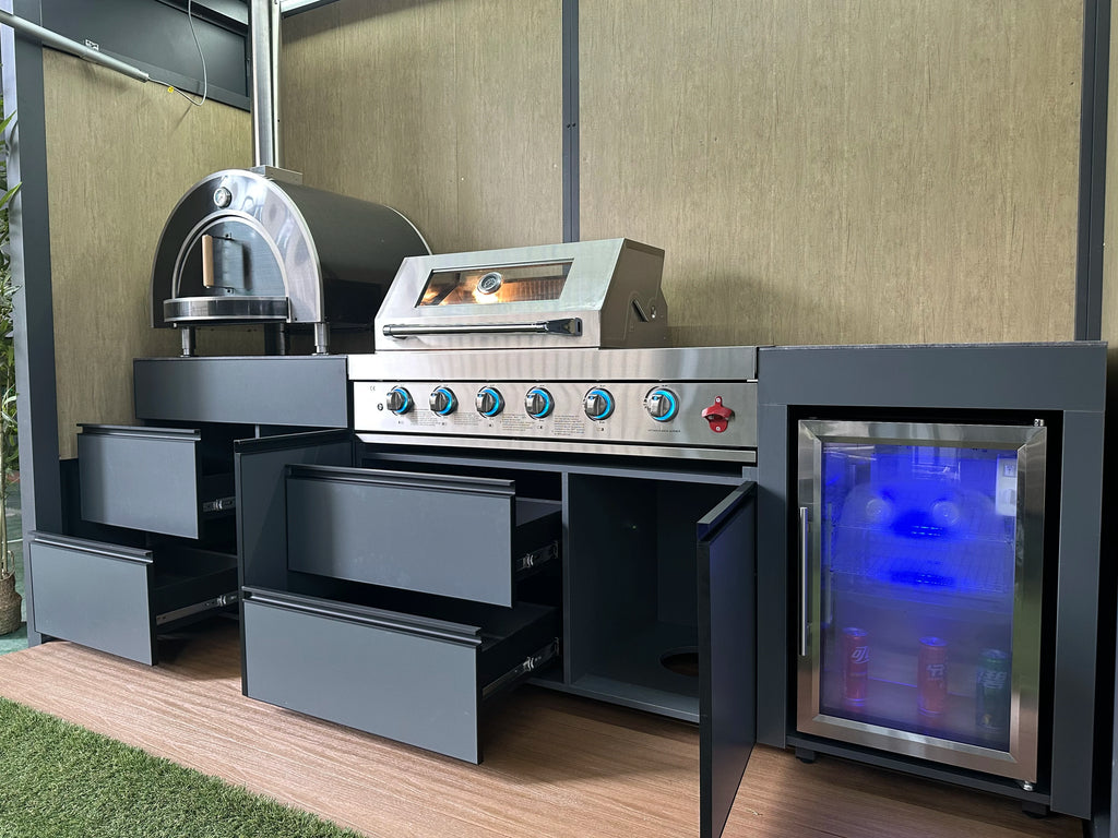 2025 Premium Weatherproof Outdoor Kitchen Set  Stainless Steel Grills Sink and Fridge Cabinets & Custom Aluminum Pavilion