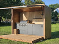Customized One-Stop Outdoor BBQ Kitchen with Refrigerator Sink Storage Cabinet and Retractable Door House