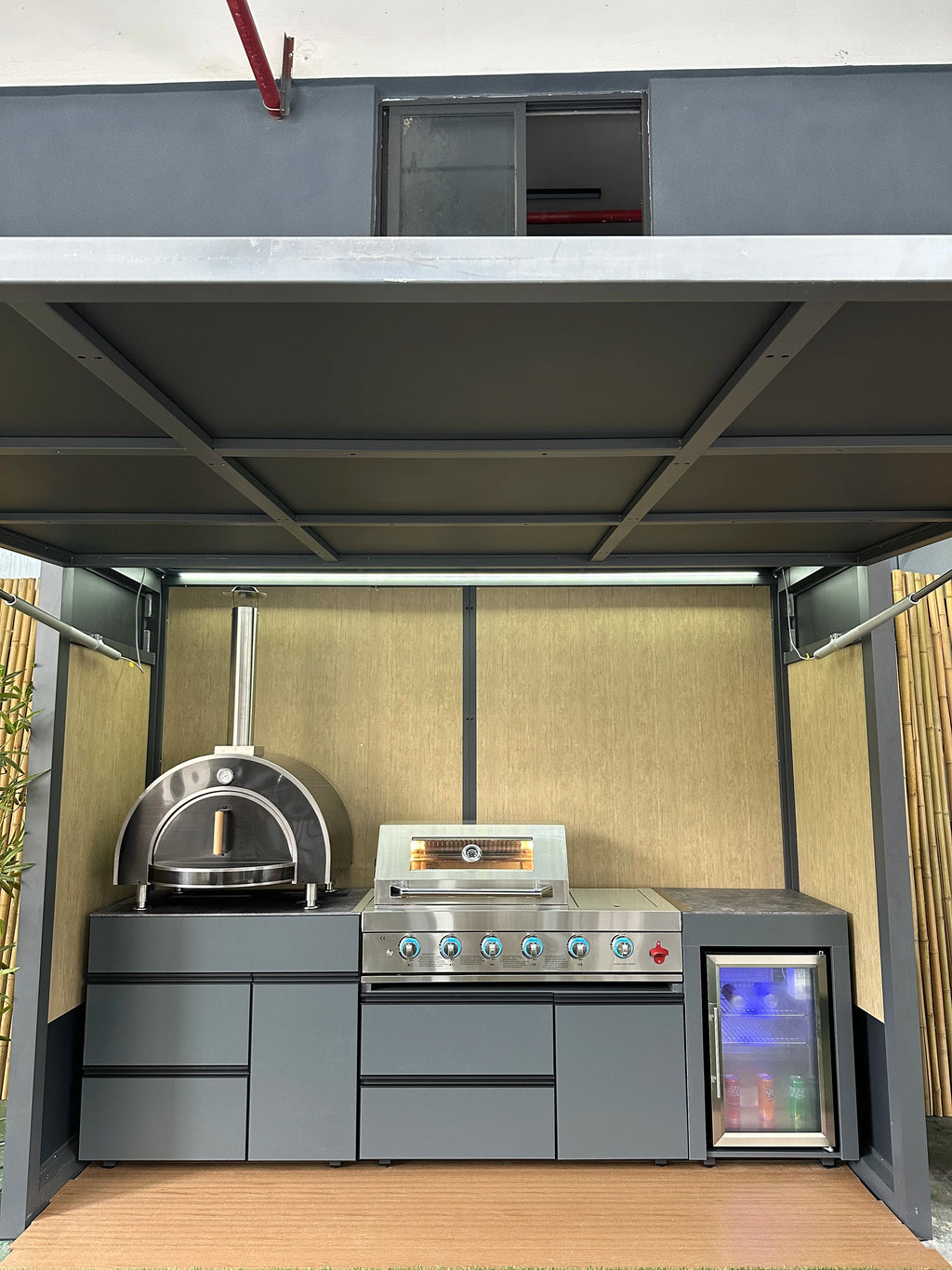 2025 Premium Weatherproof Outdoor Kitchen Set  Stainless Steel Grills Sink and Fridge Cabinets & Custom Aluminum Pavilion