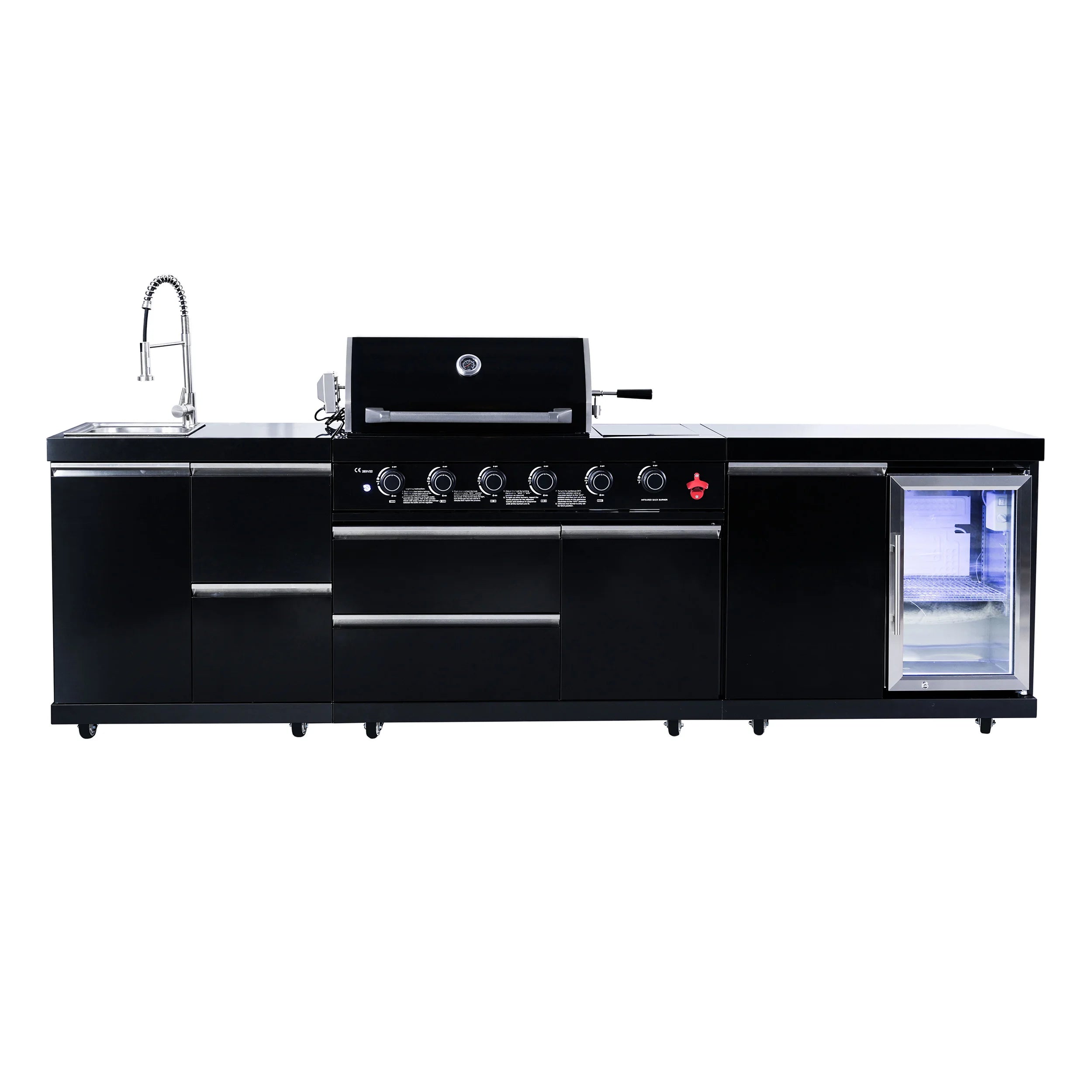 New Stainless Steel Grill BBQ Grill Camping Bbq Outdoor Kitchen Modern Black Finish Cabinets Island