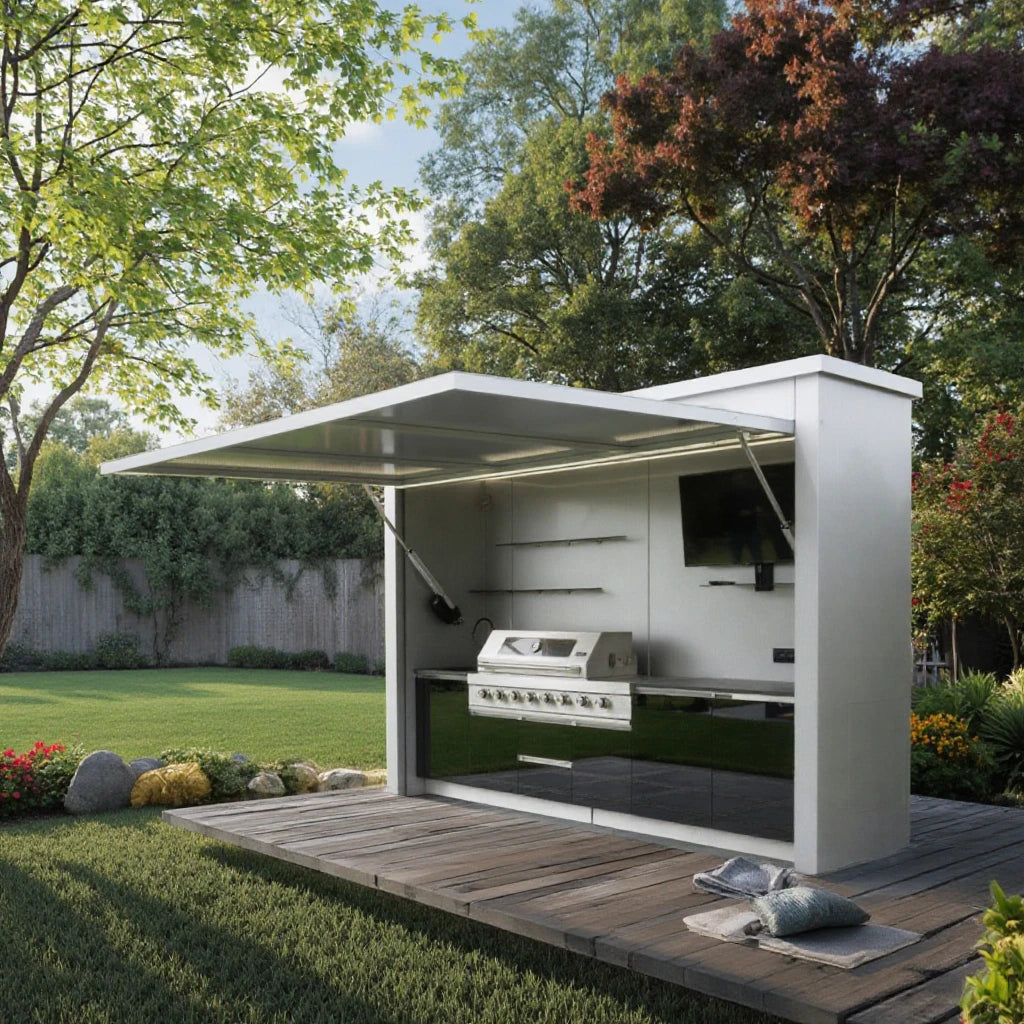 Quick-Setup Luxurious Premium Modern Heavy-Duty Stainless Steel BBQ Grill Shelter Remote Control 6 Burner Windproof All-Season