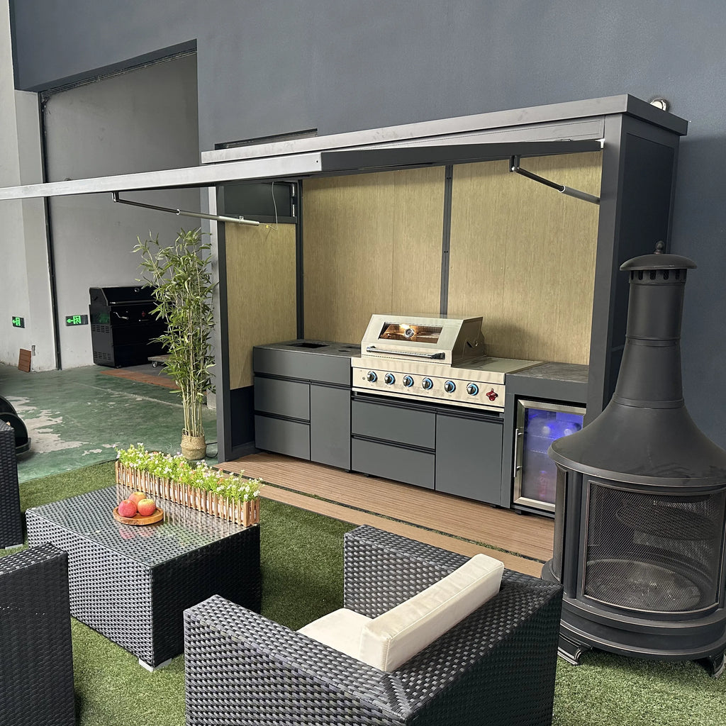 Customizable Outdoor Prebuilt Pod Backyard BBQ System with Closable Door Top Outdoor Gathering Equipment
