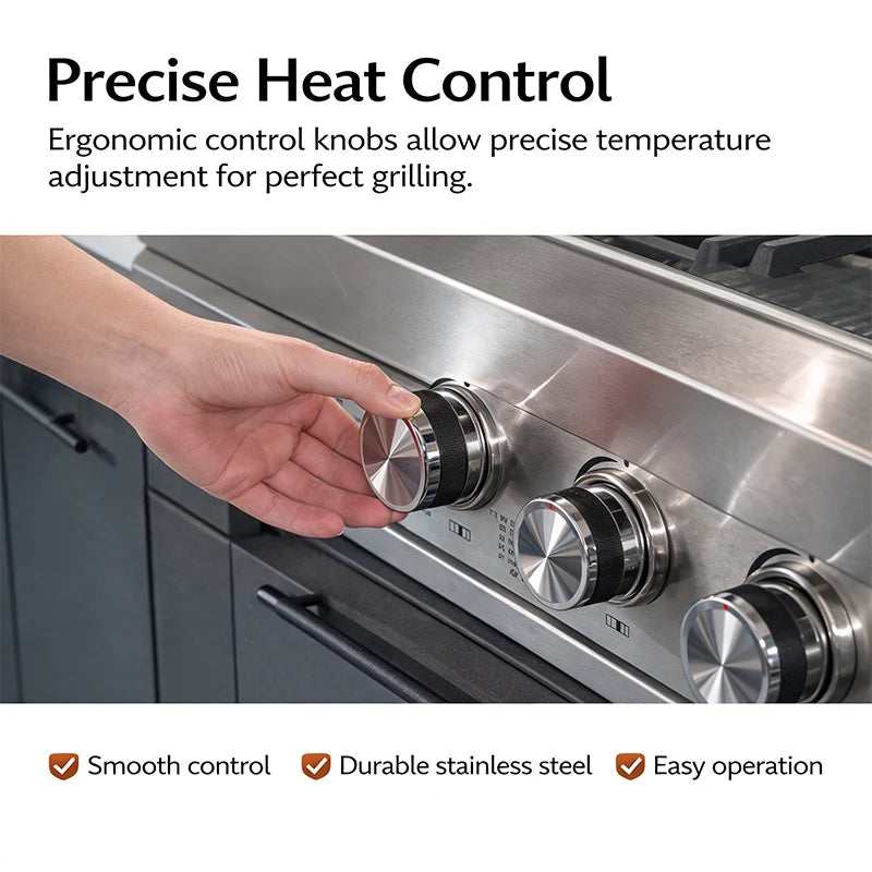 Kamado Grill & Pizza Oven-Portable Outdoor Kitchen BBQ Pod Aluminum Cabinet Eco-Friendly Flame Tamer Safety Knob Control