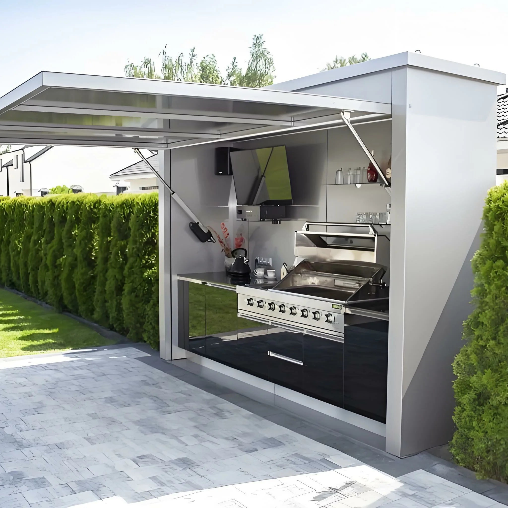 High End Anti Insect Outdoor Kitchen Shed Side Door Durable and Sturdy 304 Stainless Steel Outdoor Kitchen Shed for Courtyard