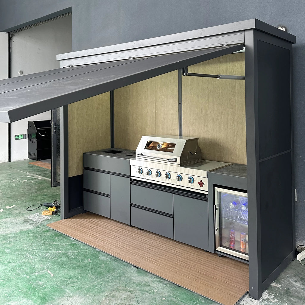 Factory Direct Premium Aluminum Outdoor Windproof BBQ Grill Kitchen Shelter Modern All-Weather Powder Coated for Gatherings