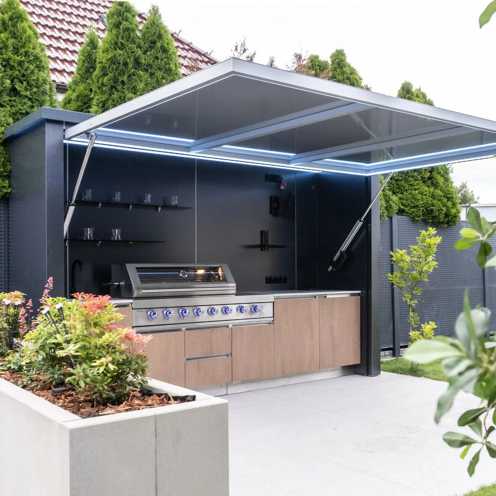 Wholesale Modular Outdoor Kitchen Shed Side Door Weatherproof 304 Stainless Steel Outdoor Kitchen Pod for Courtyard