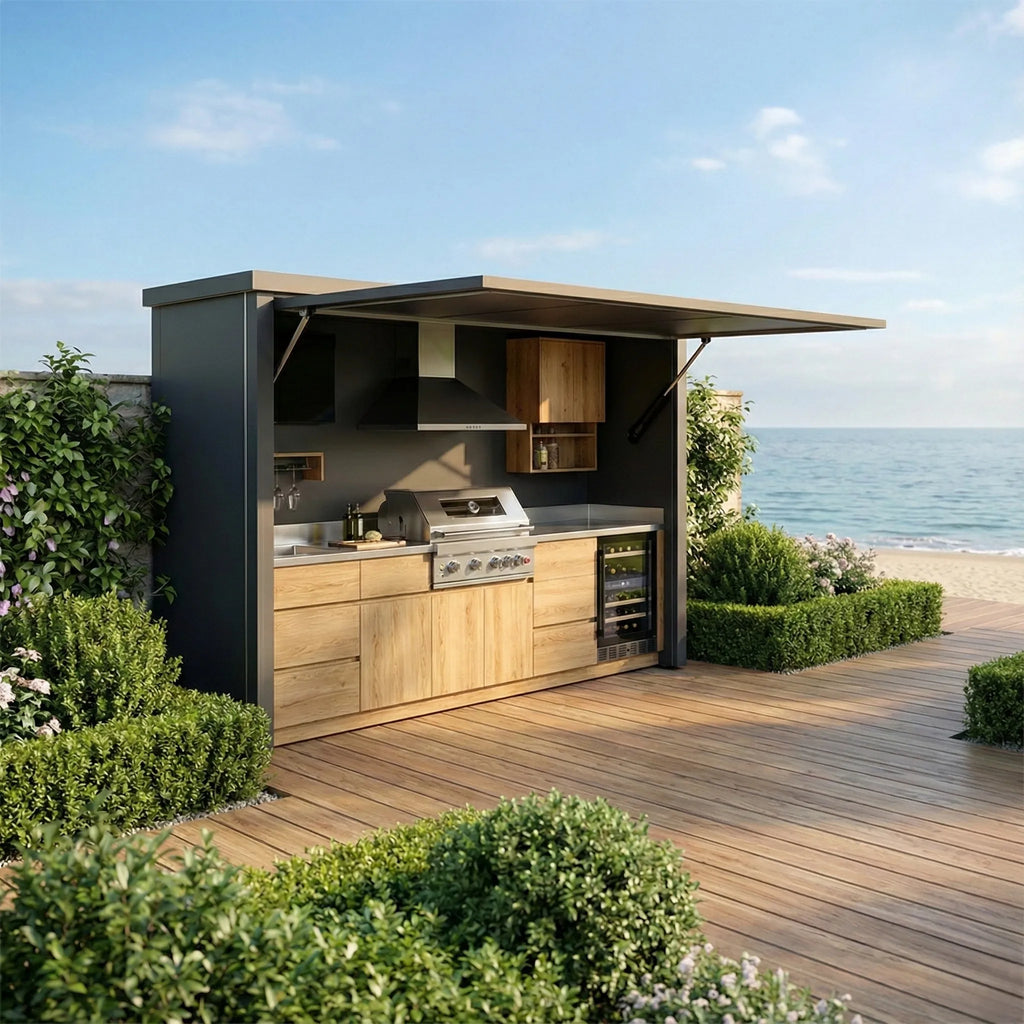 Luxury High Quality 304 Stainless Steel Outdoor Kitchen Shed Anti Insect Outdoor Kitchen Shed Side Door for Patio Apartment