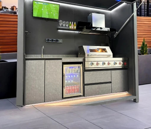 Pergola Heavy-Duty Mobile Kitchen Stainless Steel BBQ Gas Grill Made for All-Weather Family Get-Togethers & Parties