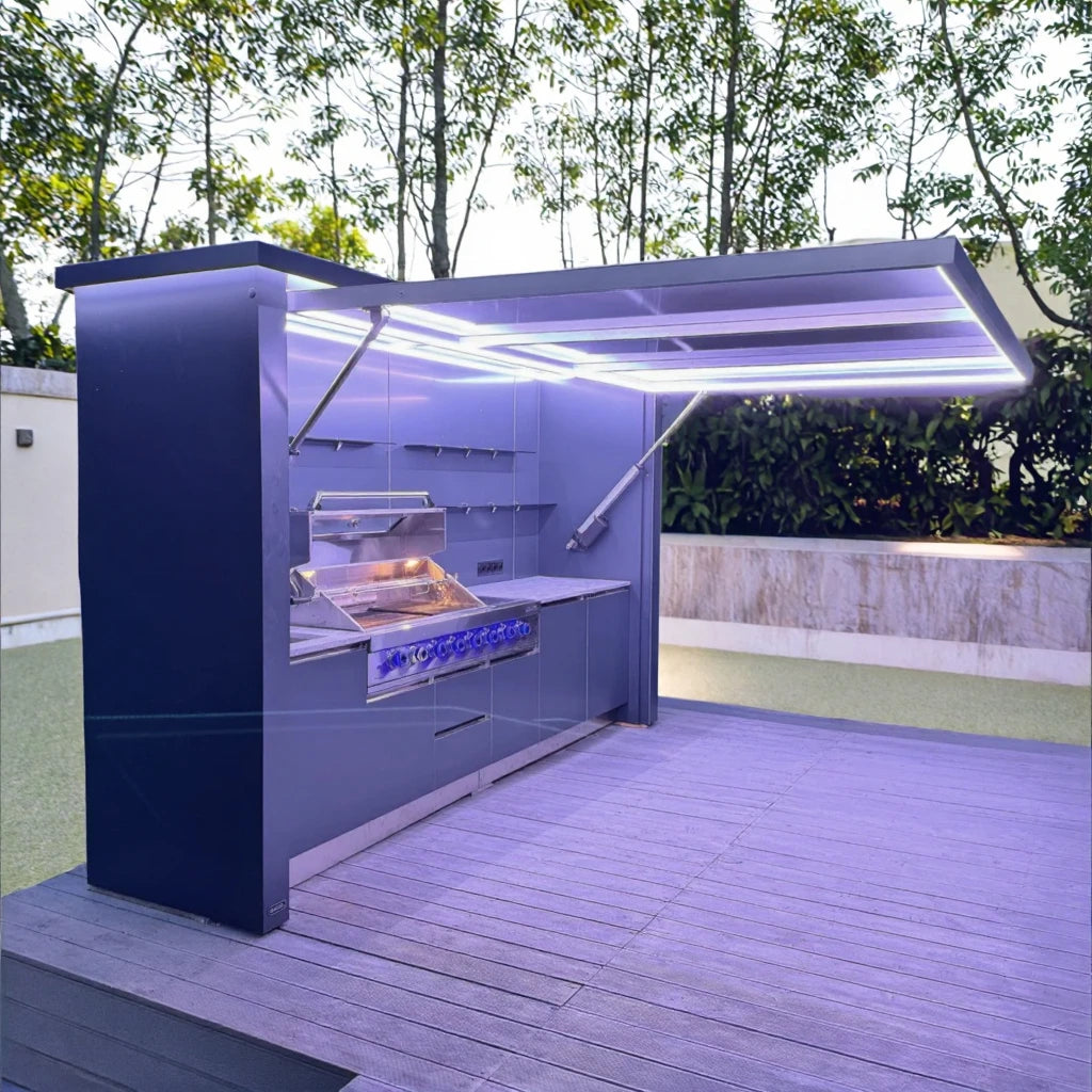 High Quality Stainless Steel Integrated Outdoor BBQ Pergola Grill Room Modern Waterproof Windproof Design Propane for Gatherings
