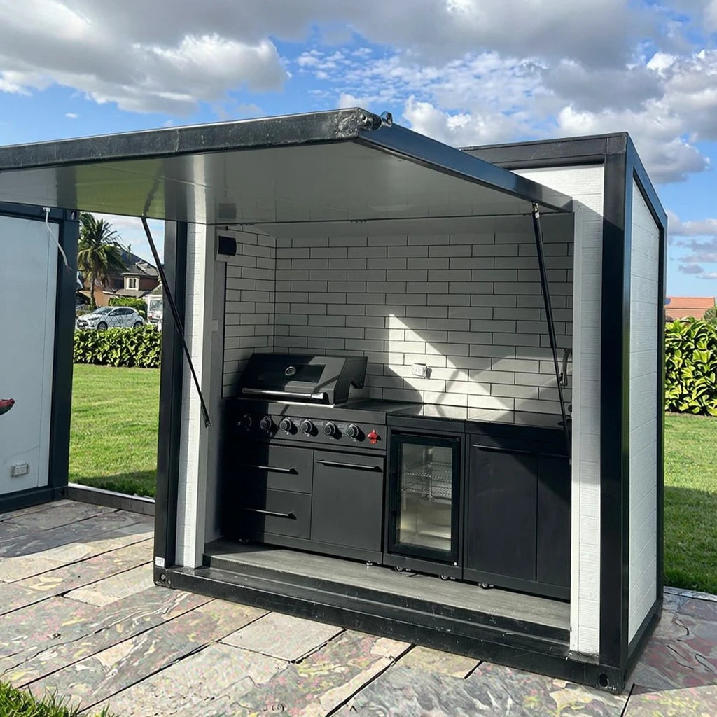 Customizable Outdoor Prebuilt Pod Backyard BBQ System with Closable Door Top Outdoor Gathering Equipment