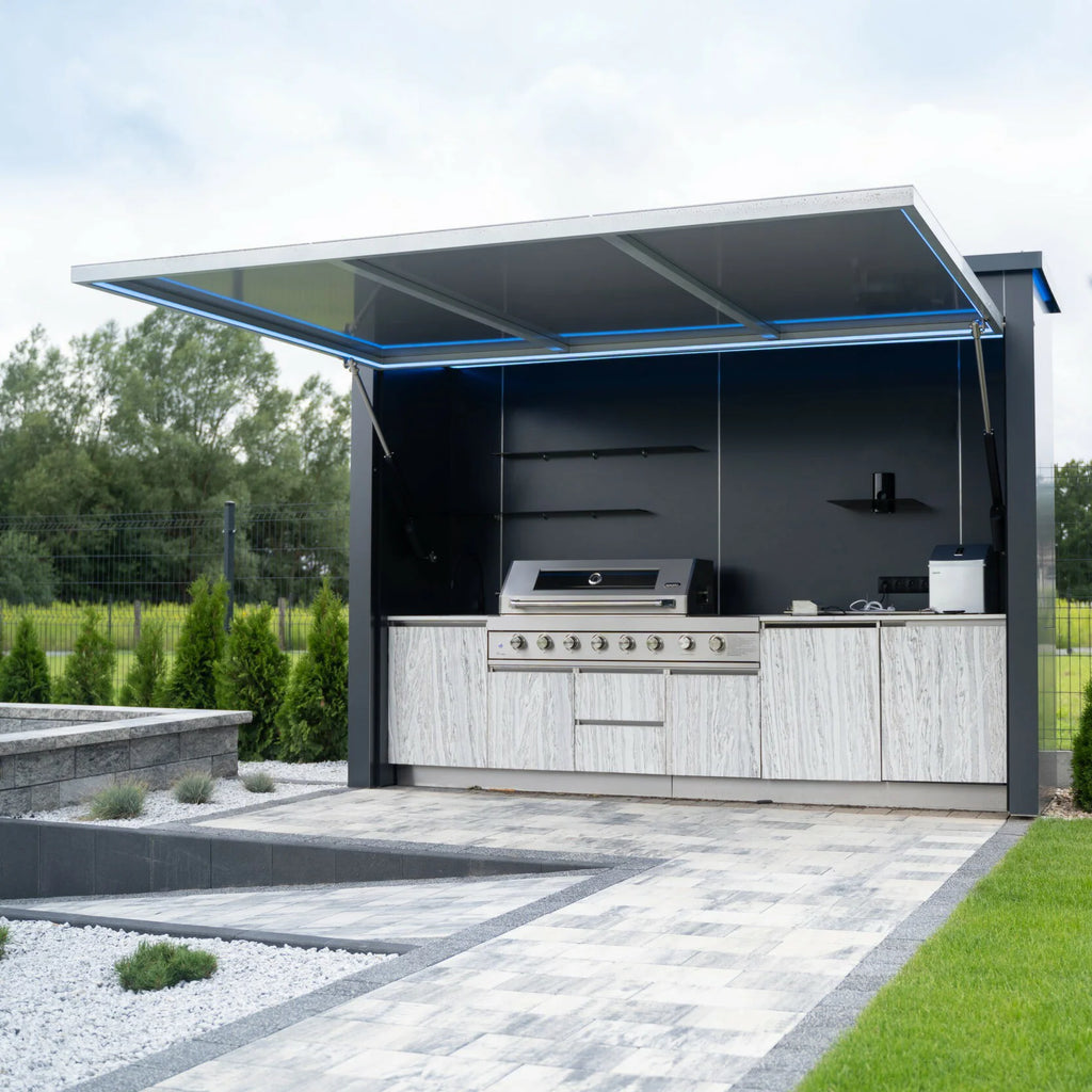 Wholesale Modular Outdoor Kitchen Shed Side Door Weatherproof 304 Stainless Steel Outdoor Kitchen Pod for Courtyard