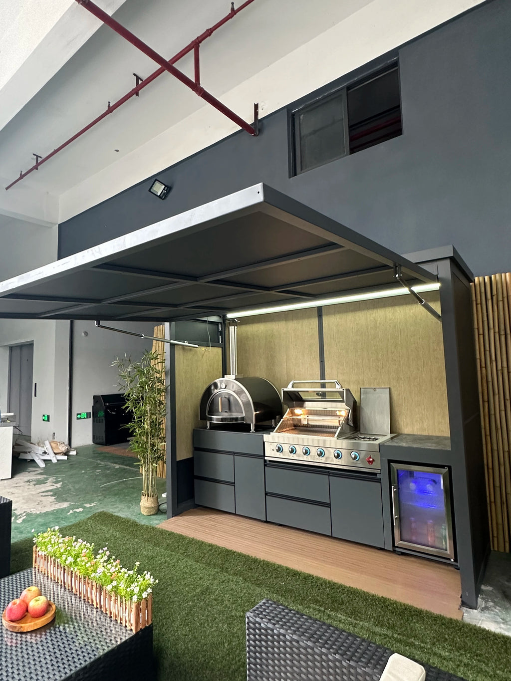 High Performance Outdoor Kitchen Setup: 304 Stainless Steel Grill Cabinet, Propane Gas Compatible & Powder Coated