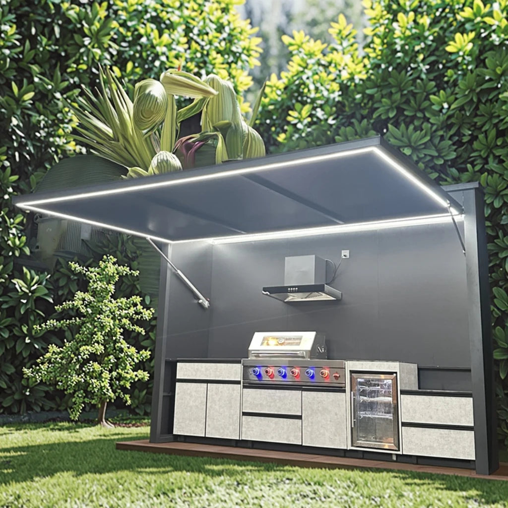 All One Modern Luxurious Premium Customizable Stainless Steel Powder Coated Rust-Proof Wind-Resistant Outdoor BBQ Station Fridge