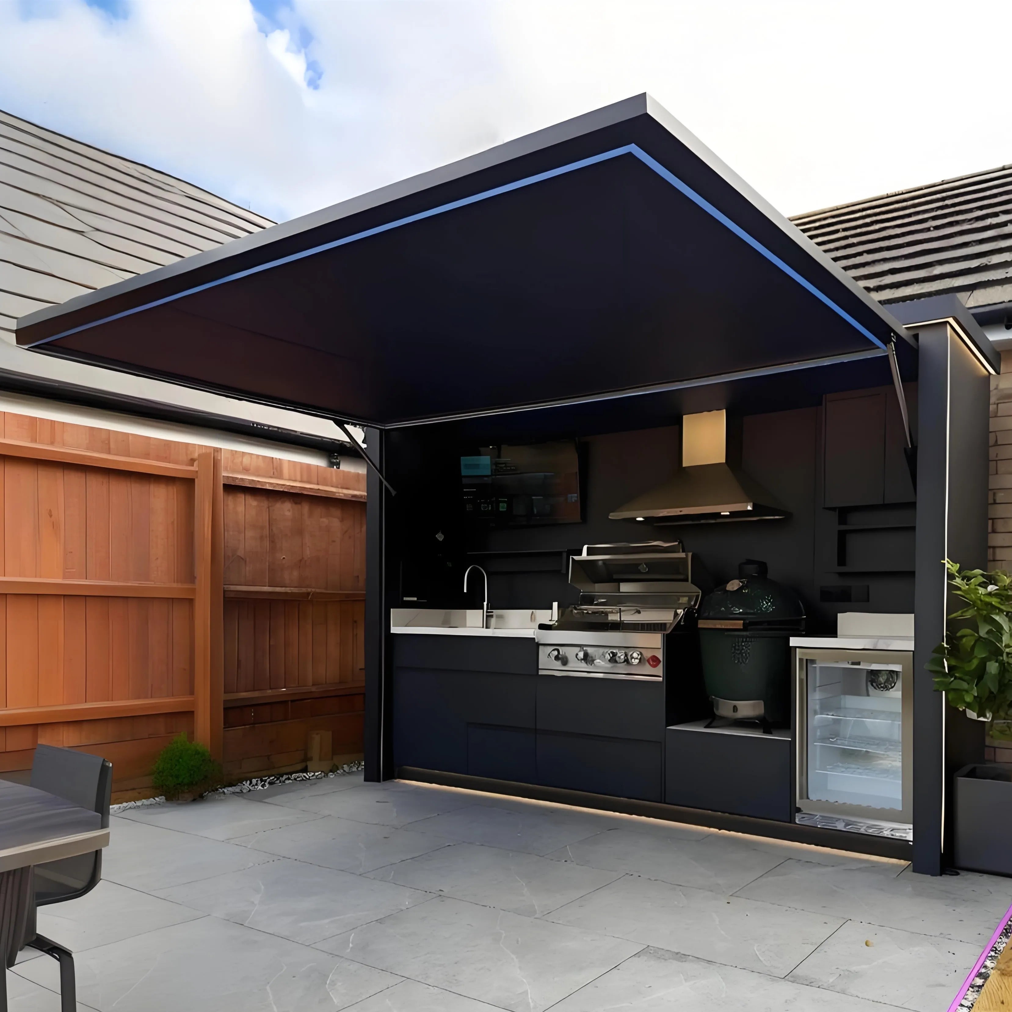 European Style Anti Insect Stainless Steel Outdoor Kitchen with Shed Modular Sink Outdoor Kitchen BBQ Pod for Garden