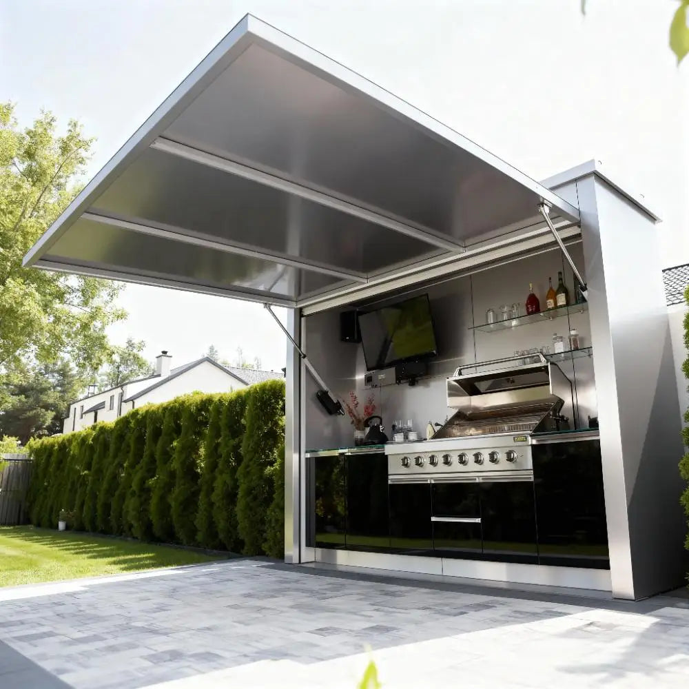 High End Anti Insect Outdoor Kitchen Shed Side Door Durable and Sturdy 304 Stainless Steel Outdoor Kitchen Shed for Courtyard