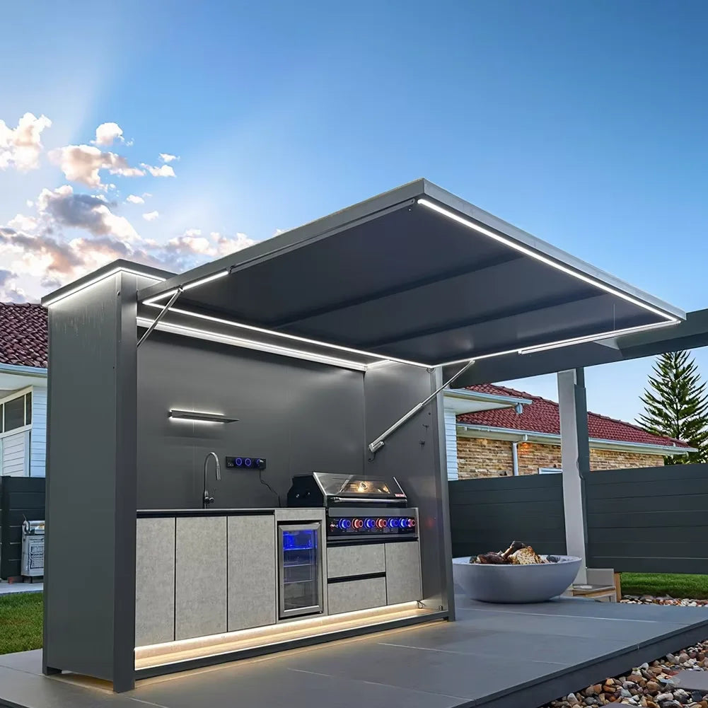 20-minute Free Drawing Customizable BBQ Kitchen Gazebo Style Wind-Resistant Outdoor BBQ House with Cooler & Sink