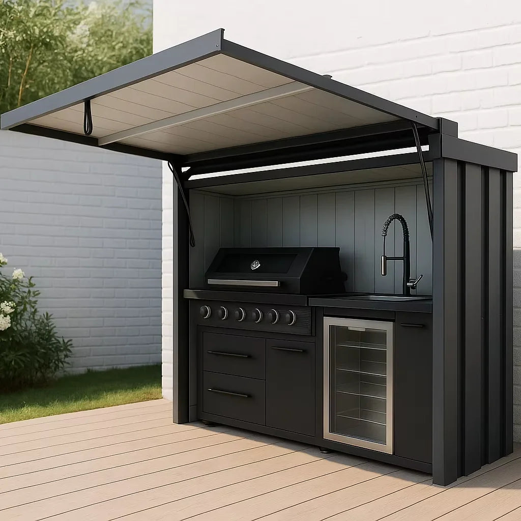 New Stainless Steel Grill BBQ Grill Camping Bbq Outdoor Kitchen Modern Black Finish Cabinets Island