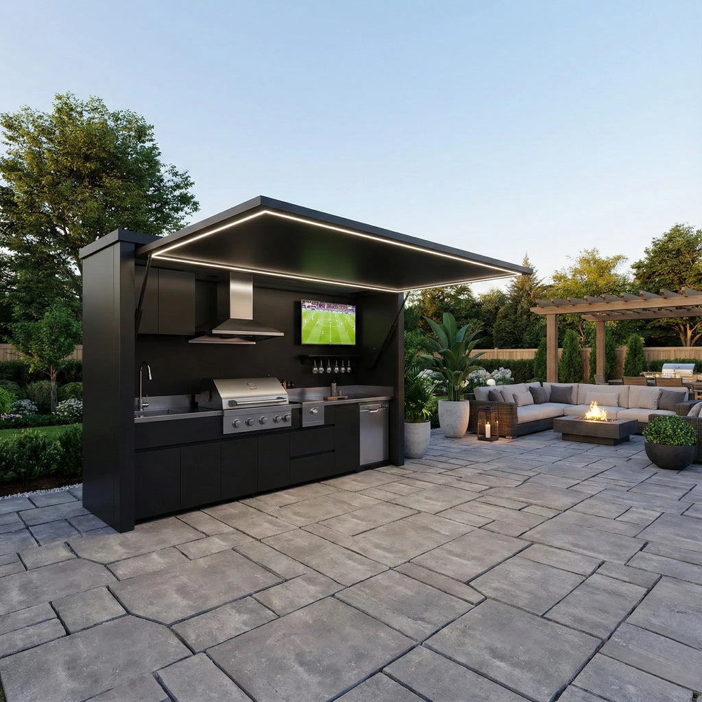 All-season Multi Functional Outdoor Kitchen Shed Side Door Antibacterial 304 Stainless Steel Outdoor Kitchen Shed for Courtyard