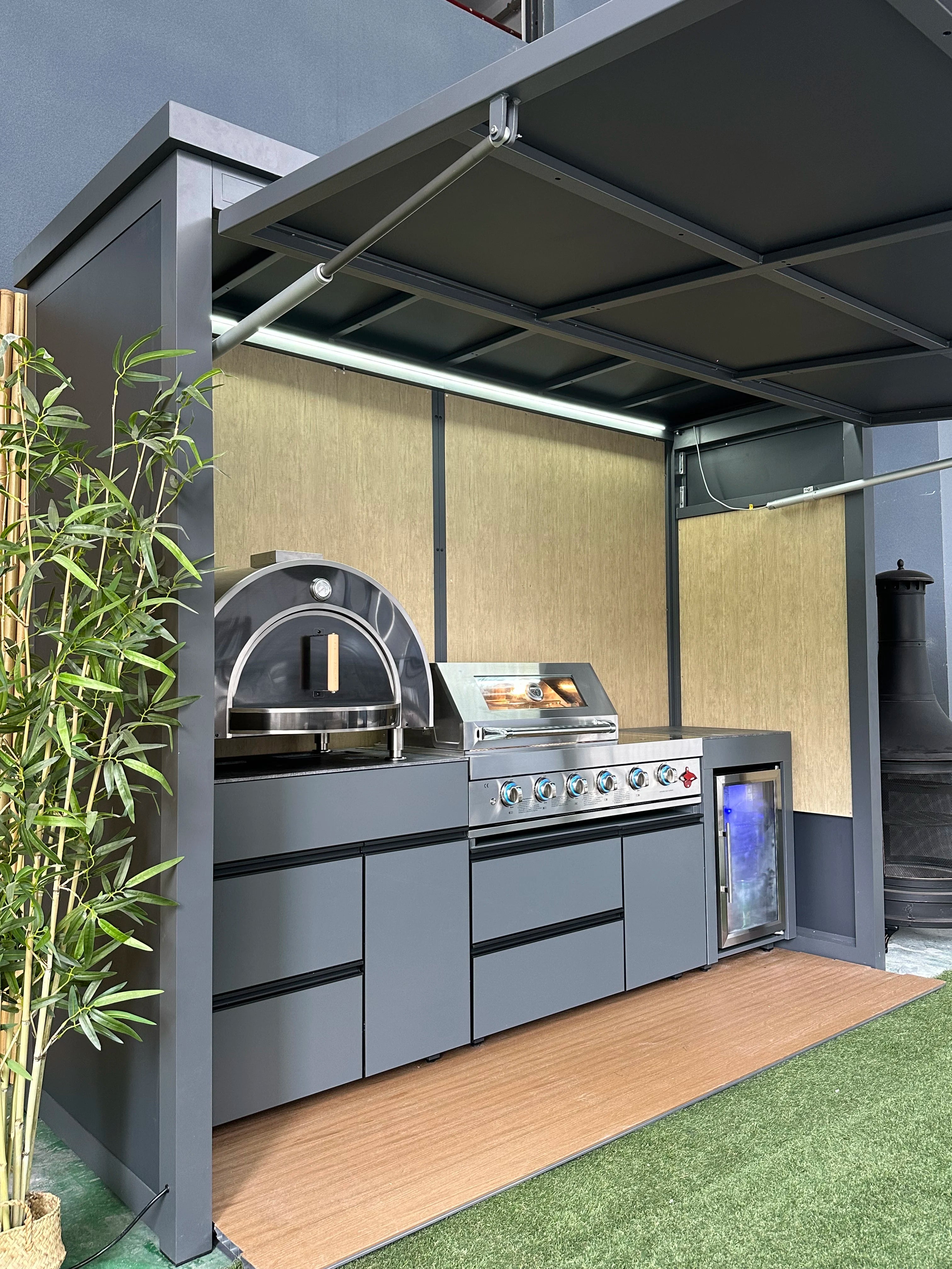 High Quality Integrated Stainless Steel Outdoor BBQ Pergola Grill Room Modern Premium Design Waterproof Windproof for Gatherings