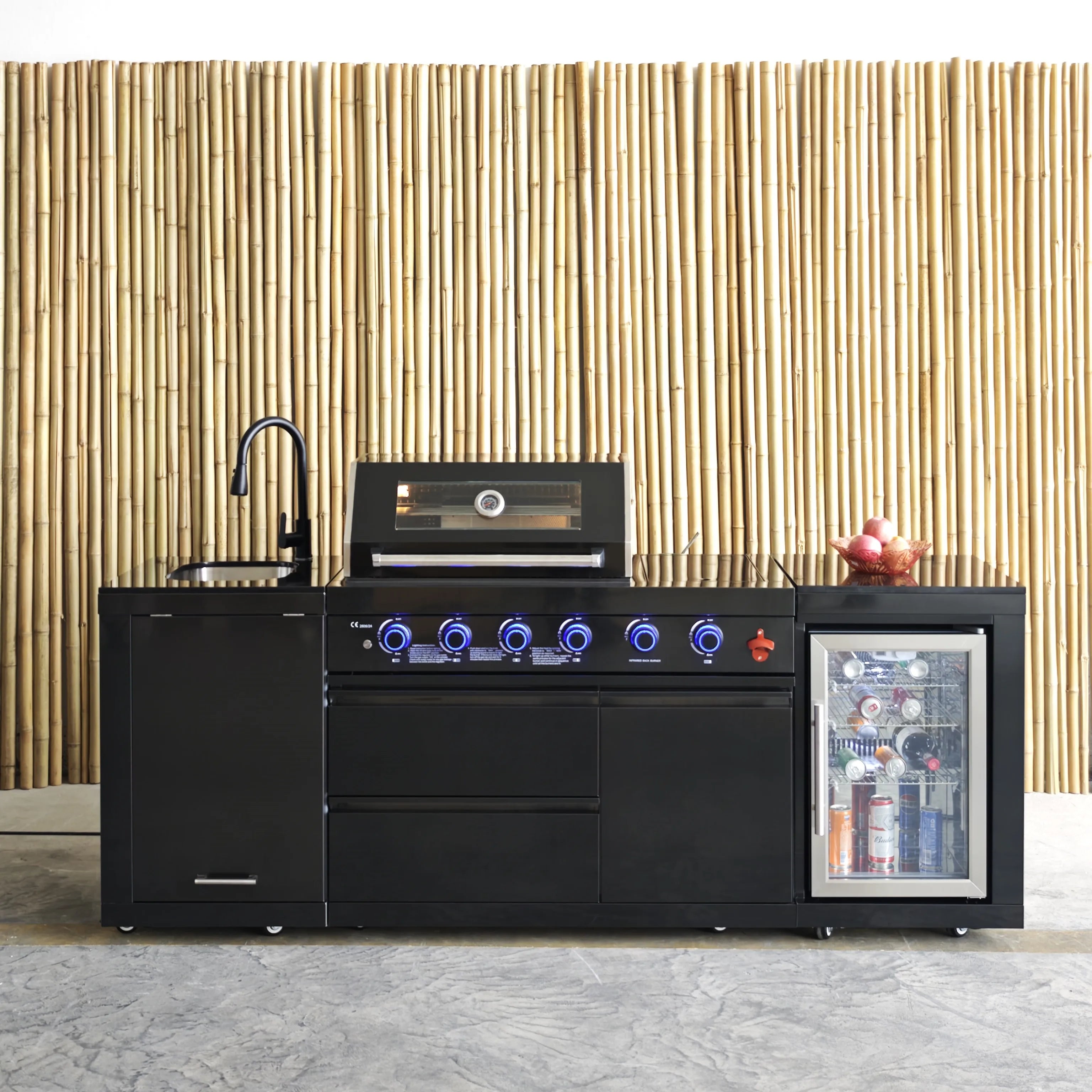 Pergola Heavy-Duty Mobile Kitchen Stainless Steel BBQ Gas Grill Made for All-Weather Family Get-Togethers & Parties