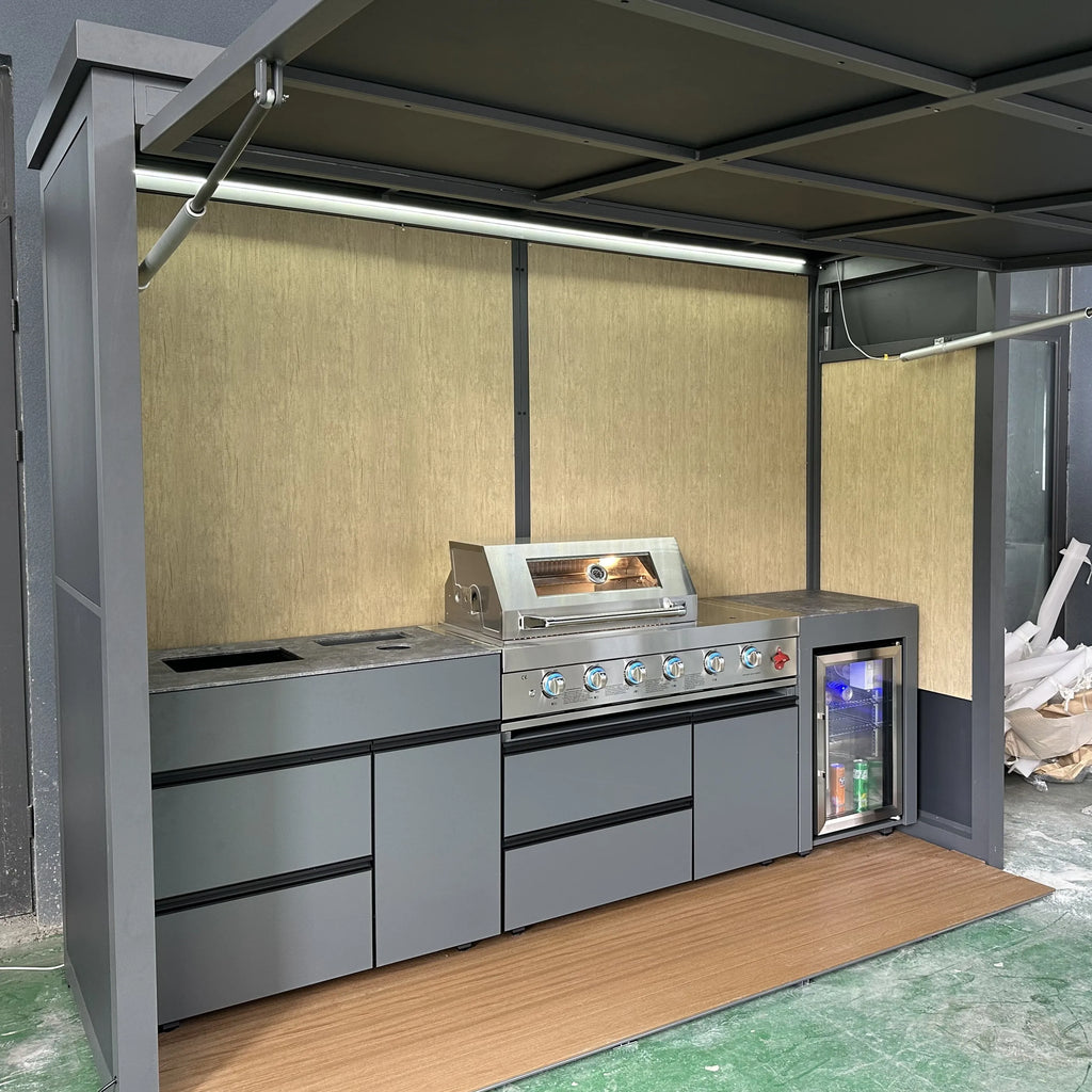 Quick-Setup Luxurious Premium Modern Heavy-Duty Stainless Steel BBQ Grill Shelter Remote Control 6 Burner Windproof All-Season