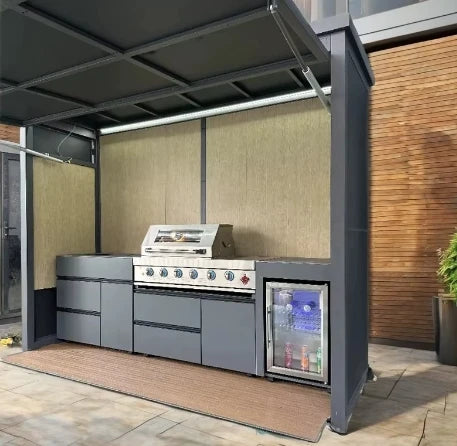 High Quality Stainless Steel Integrated Outdoor BBQ Pergola Grill Room Modern Waterproof Windproof Design Propane for Gatherings