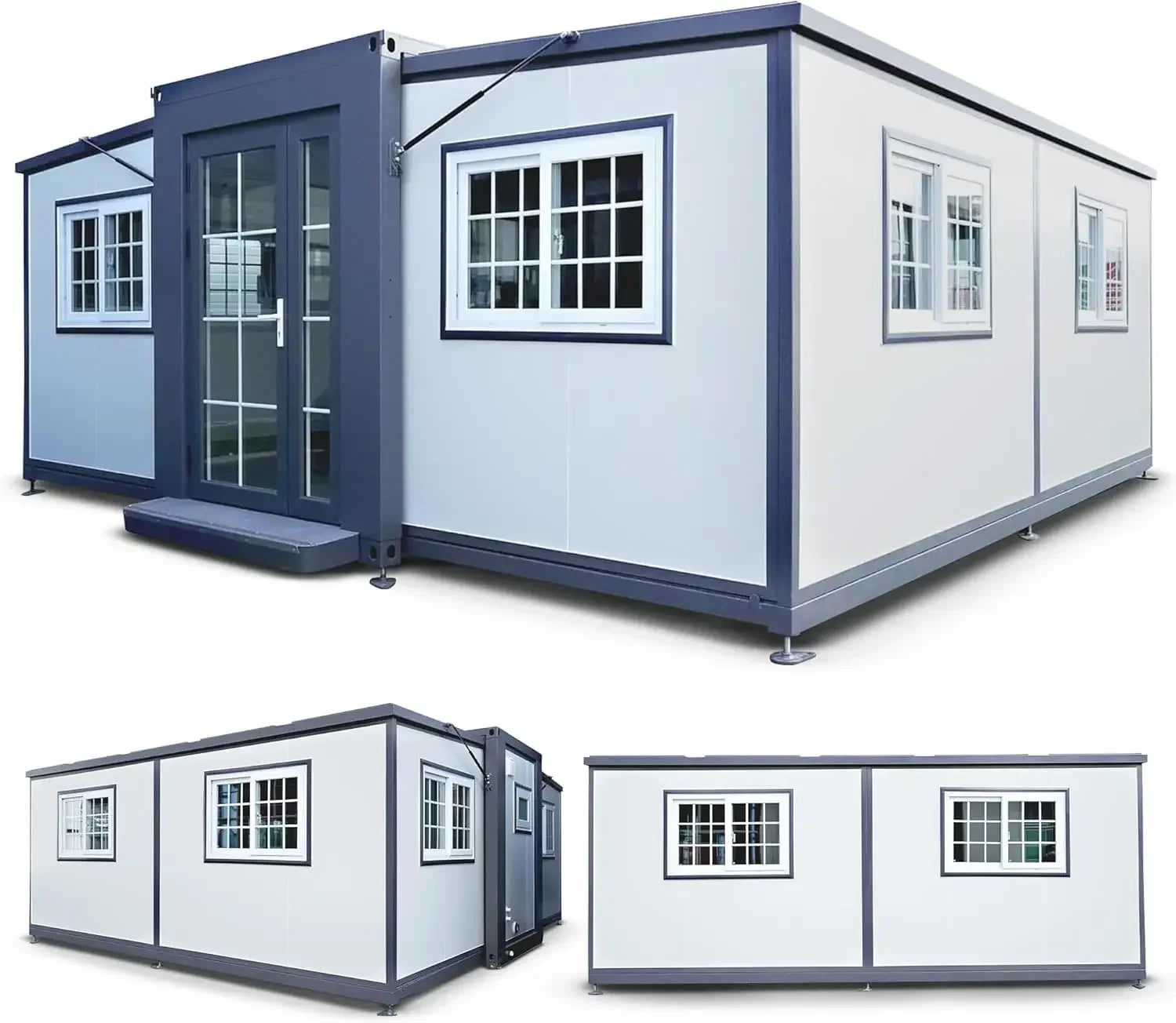 20f Folding Pack Container House: Complete with Bathroom, Kitchen, Covered Porch, and Double Wing Expansion