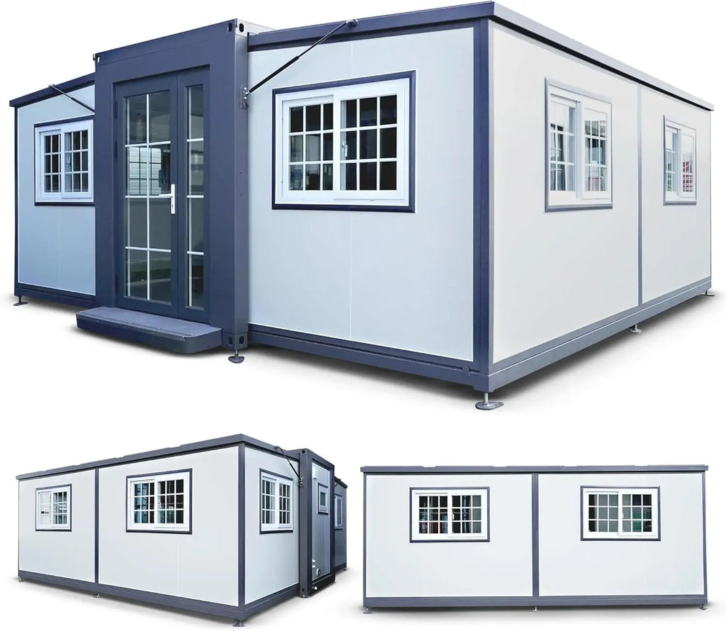 20f Folding Pack Container House: Complete with Bathroom, Kitchen, Covered Porch, and Double Wing Expansion
